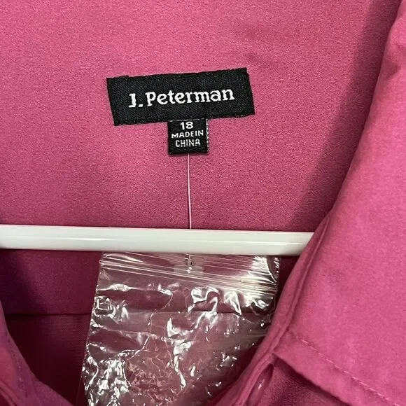 The J Peterman Company Size 18 Satin Double Peplum Dress Tunic Magenta m15 - Picture 9 of 9